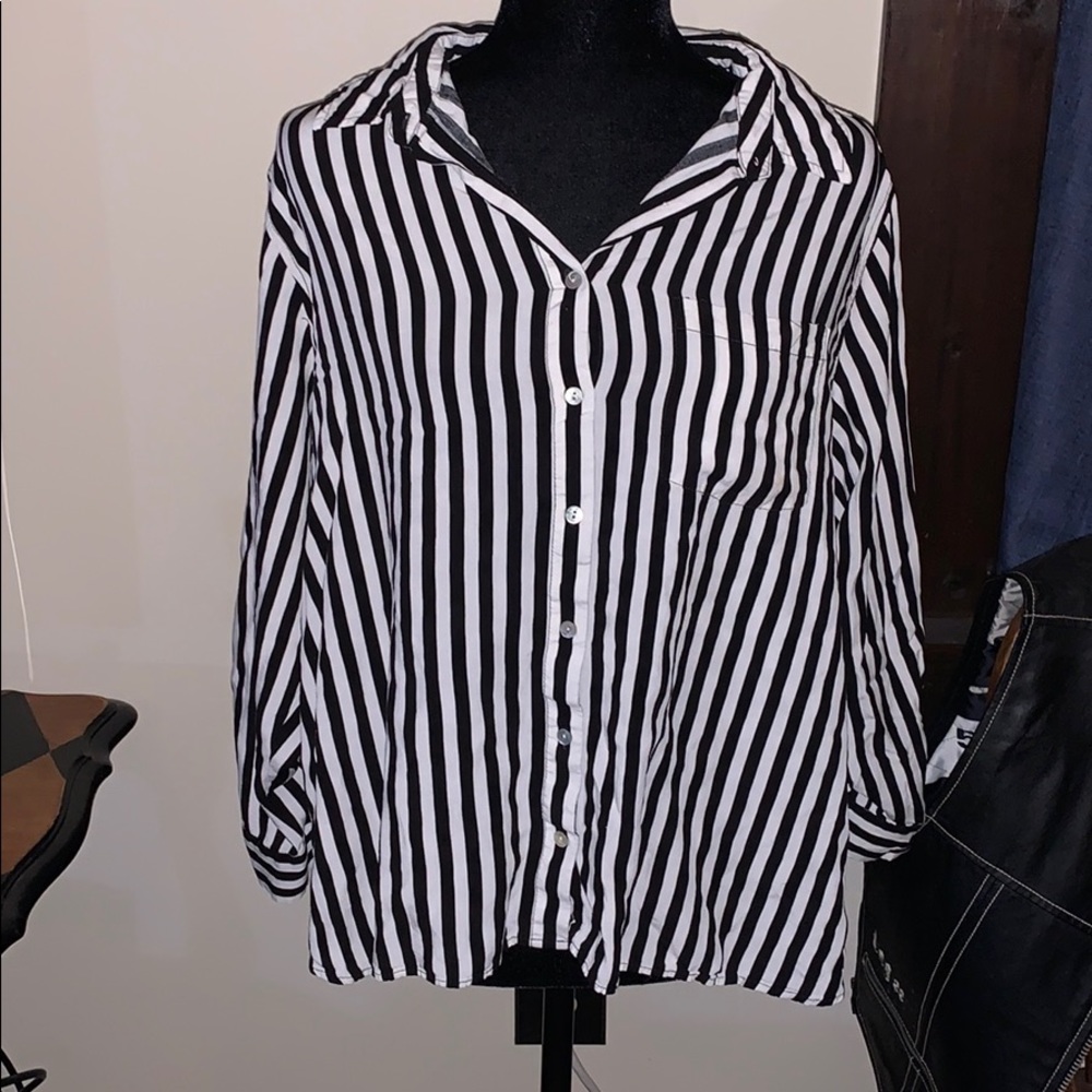 High low striped blouse